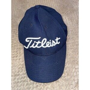 Titleist Tour Performance Golf Hat Navy Blue Script Stretch Fit OSFM Patent